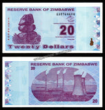 Zimbabwe 20 Dollars - 2009 P# 95 UNC Bank Note N#201977