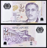 Singapore 2 Dollars - 2024 Inverted triangle ▼ P# 46q Polymer UNC Bank Note N#202244