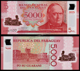 Paraguay 5000 Guaranies - 2022 UNC Polymer Bank Note N#202312