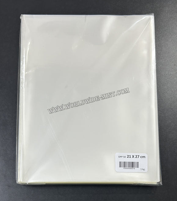 21 X 27 Cms - 500g (Approx 95 pcs) - For Sheetlet, Mini Sheets - BOPP Sleeves Imported Taiwan / Thailand