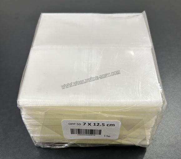 7 X 12.5 Cms - 1kg (Approx 1250 pcs) - For Old & New 1/2/5 Rupees Currency Notes - BOPP Sleeves Imported Taiwan / Thailand