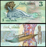Cook Islands 3 Dollars - 1987 P# 3a UNC Bank Note N#202754