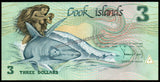 Cook Islands 3 Dollars - 1987 P# 3a UNC Bank Note N#202754
