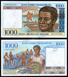 Madagascar 500, 1000, 5000, 10000 Francs - 1994 - 2004 Set of 4 UNC Bank Note N#202820 #CN1366