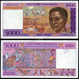 Madagascar 5000 Francs - 1995 P#78a UNC Bank Note N#202836