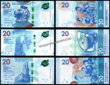 Hong Kong 20 Dollars - 2023 (HSBC,BOC, SCB) Set of 3 Varieties UNC Bank Note N#266640a