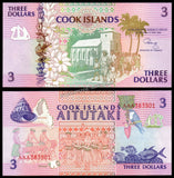 Cook Islands 3, 10, 20, 50 Dollars - 1992 Set of 4 UNC Bank Note N#203017 #CN1367