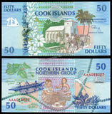 Cook Islands 3, 10, 20, 50 Dollars - 1992 Set of 4 UNC Bank Note N#203017 #CN1367