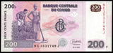 Congo 200 Francs - 2022 P#99 UNC Bank Note N#203245