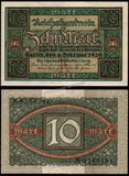 Germany 10 Mark - 1920 P#67a UNC Bank Note N#203341