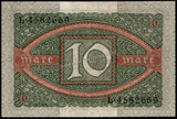 Germany 10 Mark - 1920 P#67a AUNC Bank Note N#203341