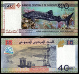 Djibouti 40 Francs - 2017 P# 46 40th Anniversary of Djibouti’s Independence UNC Commemorative Bank Note N#203433