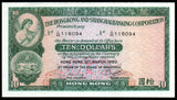 Hong Kong 10 Dollars - 1980 P#182h AUNC Bank Note N#203464