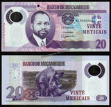 Mozambique 20 Meticais 2017 - P# 149b UNC Polymer Bank Note N#203481
