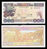 GUINEA 100 FRANCS UNC P# A47 CURRENCY NOTE #N203830