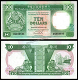 Hong Kong 10 Dollars - 1990 P#191c UNC Bank Note N#203841 #CN1369