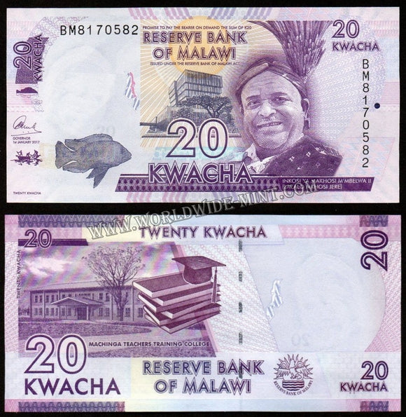 Malawi 20 Kwacha - 2019 UNC Currency Note N# 204177