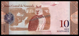 Venezuela 10 Bolivars - 2013 P# 90d UNC Bank Note N#205347