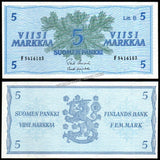 Finland 5 Markkaa - 1963 P#106Aa(19) UNC Bank Note N#205490