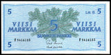 Finland 5 Markkaa - 1963 P#106Aa(19) UNC Bank Note N#205490