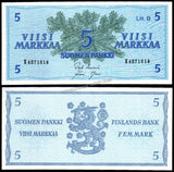 Finland 5 Markkaa - 1963 P#106Aa(21) UNC Bank Note N#205490