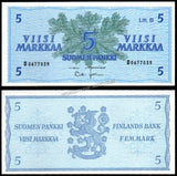 Finland 5 Markkaa - 1963 P#106Aa(39) UNC Bank Note N#205490