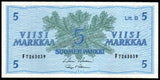 Finland 5 Markkaa - 1963 P#106Aa(45) UNC Bank Note N#205490
