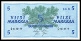 Finland 5 Markkaa - 1963 P#106Aa (46) Litt.B UNC Bank Note N#205490