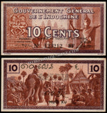 French Indochina 10 Cents - 1939 P#85 AUNC Bank Note N#205592 #CN1302