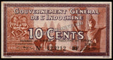 French Indochina 10 Cents - 1939 P#85 AUNC Bank Note N#205592 #CN1302