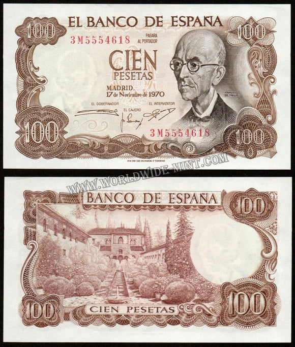 Spain - 100 Pesetas - 1970 UNC Currency Note N# 205703