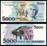 Brazil 5000 Cruzados - 1993 P# 232c UNC Banknote N#206099