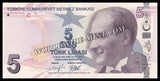 Turkey 5 Lira - 2009 (2022) UNC Bank Note N#206382