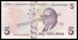 Turkey 5 Lira - 2009 (2022) UNC Bank Note N#206382