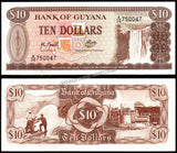Guyana 10 Dollars - 1992 P#23f AUNC Bank Note N#206943 #CN1303