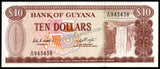 Guyana 10 Dollars - 1983 P#23c UNC BANK NOTE N#206943 #CN1342