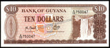 Guyana 10 Dollars - 1992 P#23f AUNC Bank Note N#206943 #CN1303