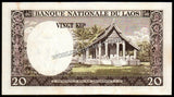 Laos 20 Kip - 1963-1976 P#11a UNC Bank Note N#206961 #CN1376