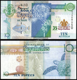 Seychelles 10 Rupees (35th Anniversary Central Bank of Seychelles) - 2013 P#46 UNC Commemorative Bank Note N#207137 #CN1304