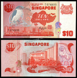 Singapore 10 Dollars - 1976-1980 P#11b UNC Bank Note N#207264 #CN1377