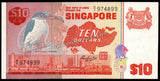 Singapore 10 Dollars - 1976-1980 P#11b UNC Bank Note N#207264 #CN1377