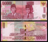 Indonesia 100000 Rupiah - 2014 P#153Aa AUNC BANK NOTE N#207292 #CN1344