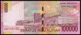 Indonesia 100000 Rupiah - 2014 P#153Aa AUNC BANK NOTE N#207292 #CN1344