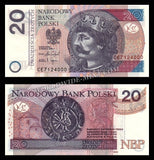 Poland 20 Zlotys - 2025 P# 184c UNC Banknote N#207463