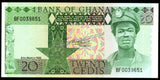 Ghana 20 Cedis - 1982 P#21c UNC Bank Note N#207506 #CN1379