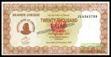 Zimbabwe 20000 Dollars - 2003 Emergency Bearer Cheque UNC Bank Note N#207551