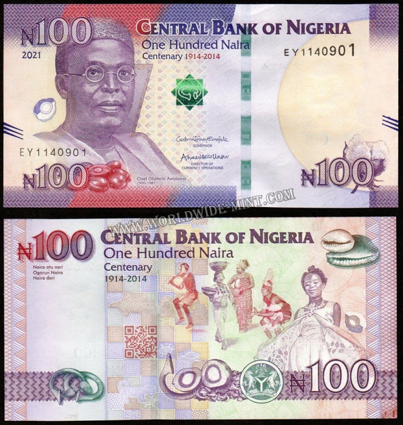 Nigeria 100 Naira 2021 Nigeria's 100 Years of Existence UNC Commemorative Currency Note N#207734