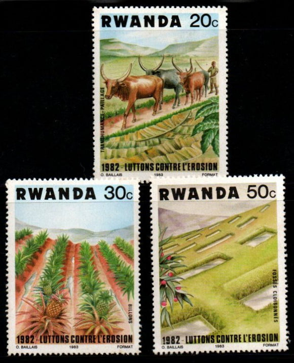 1983 Rwanda Let's fight against erosion 3v MNH #FT-207