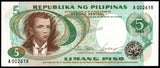 Philippines 5 Pisos - 1969 P#143a UNC Bank Note N#208041