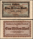 Germany - Federal State of Bavaria 1000000 Mark - 1923 (Red Serial Number) XF Bank Note N#209311 #UCN788